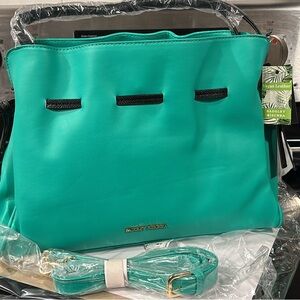 Badgley Mischka Green Shoulder Bag with Modern Cutouts